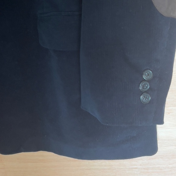 Lauren Ralph Lauren navy corduroy blazer men's 48R sports coat brown elbow patch - Picture 4 of 8